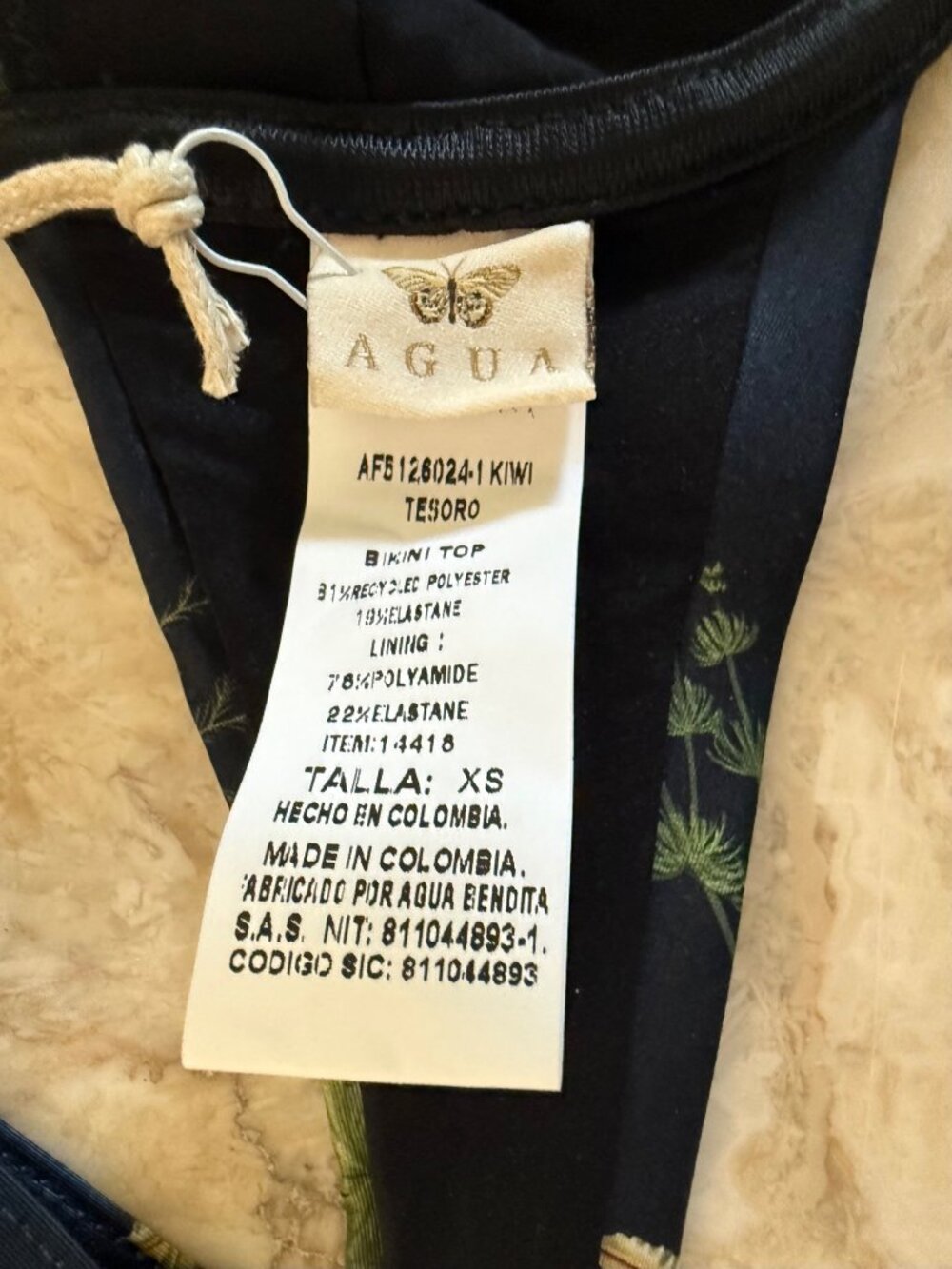 AGUA by AGUA Bendita  $160 Kiwi Tesoro ruffled printed bikini top NEW XS - Picture 8 of 10